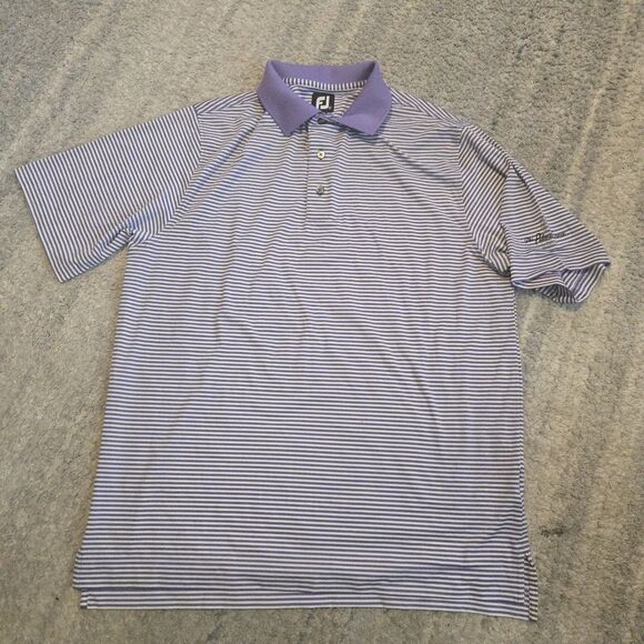 FootJoy Polo Shirt Mens Large Purple Stripe Golf Performance - Picture 1 of 5